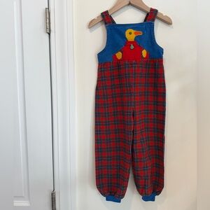 Vintage Ruth Scharf Plaid Duck Overalls Size 4T